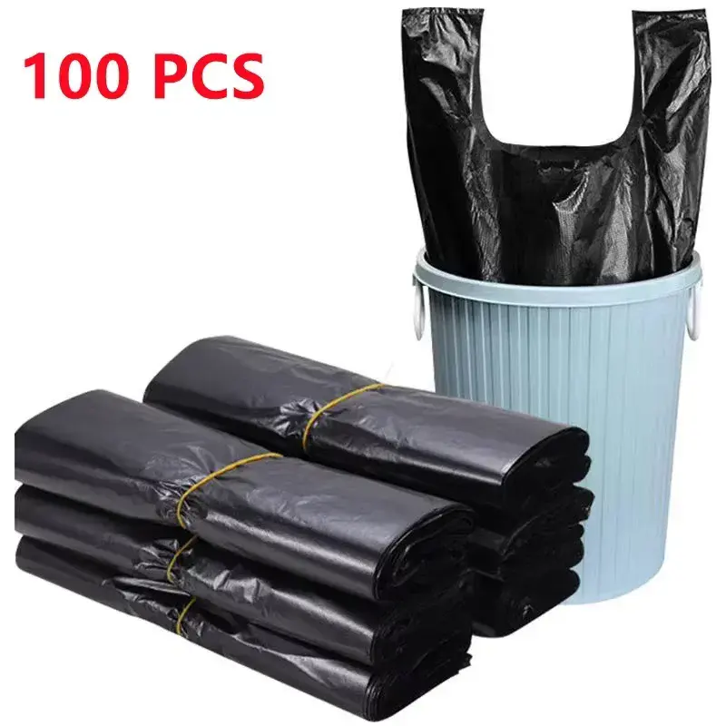 100PCS 검정색 두꺼운 플라스틱 조끼 가방