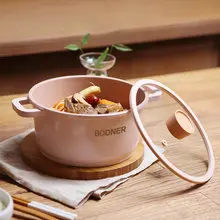 보트너 인덕션겸용 세라믹코팅 핑크 양수 냄비 20cm 찌개 국 통주물냄비