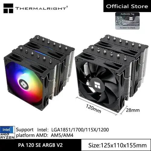 Thermalright Peerless Assassin 120 SE V2 컴퓨터 케이스 공기 냉각 라디에이터, 120x120x28mm 팬이