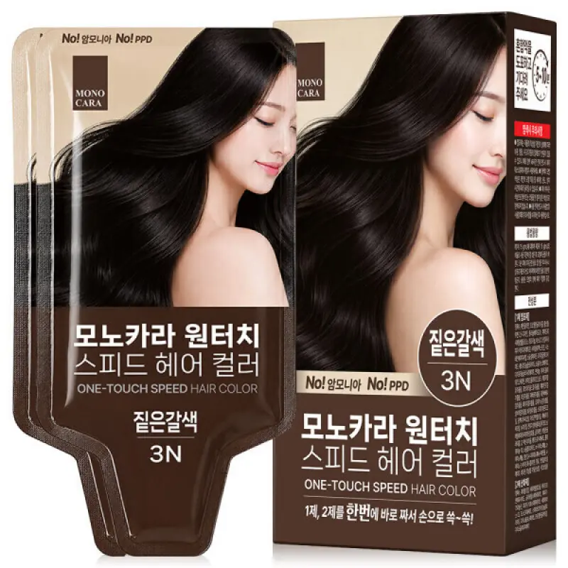 모노카라 원터치 스피드 헤어 컬러 새치염색 2개입 1박스 (배송비이벤트) 셀프 거품형염색약