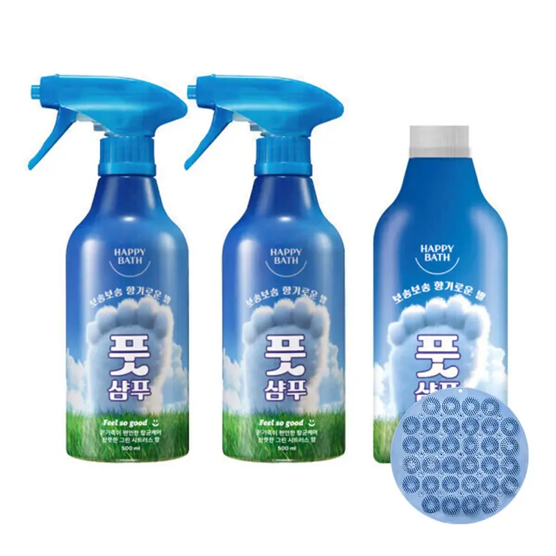 (최종결제가12410원)해피바스 필쏘굿 풋샴푸 500ml 2개+리필 본품 500ml +해피바스 풋 브러쉬 매트 1EA 증정