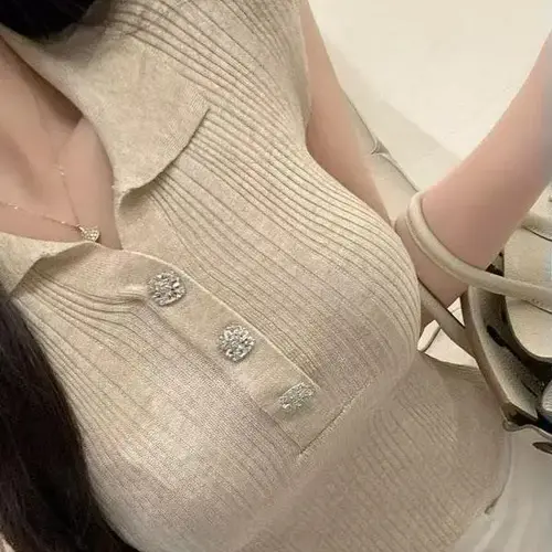 우아한 니트 반팔 티셔츠 여성 여름 슬림핏 셔츠 칼라 버튼 디자인 통기성 편안한 한국 스타일 - AliExpress 200000345