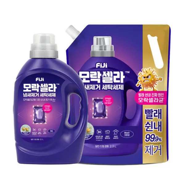 피지 모락셀라 액체세제 코튼향 용기 2.1L + 리필 2.3L