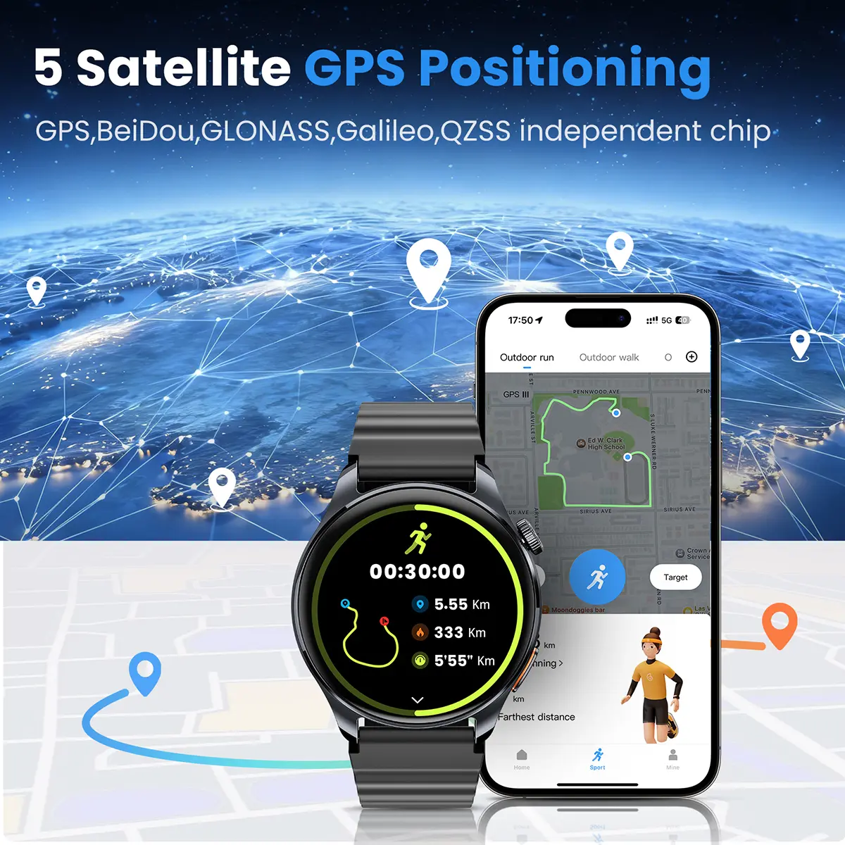 HAYLOU Watch 4S GPS 스마트워치 1.43인치 HD