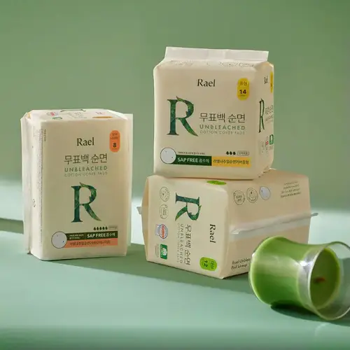 라엘 내추럴 무표백 순면커버 생리대 7팩 외 입오버/성인기저귀