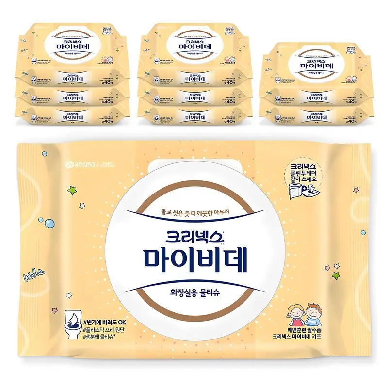 마이비데 키즈 화장실용 물티슈 캡형, 40매, 9개 - 비데티슈