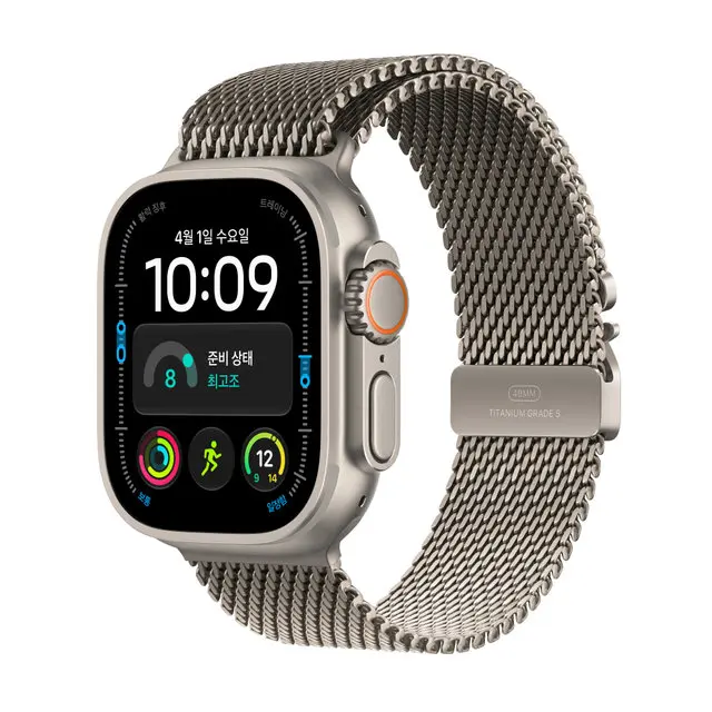 애플워치 울트라4 49mm GPS+Cellular(내추럴티타늄,내추럴밀레니즈M) - [MJA94KH/A]