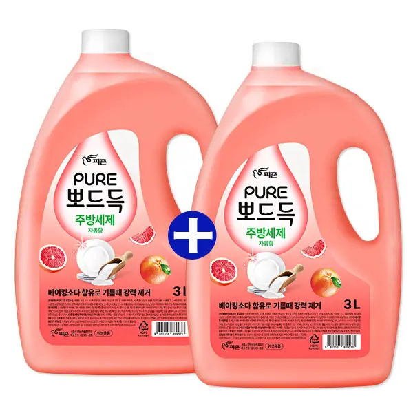 [토스] 피죤 퓨어 뽀드득 주방세제, 자몽향, 3L, 2개 (10,590원/무료)