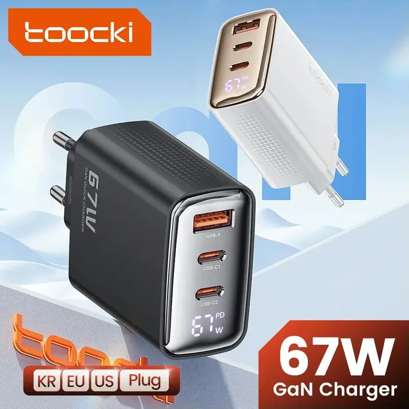 Toocki 67W GaN USB 유형 C 충전기 디지털 디스플레이
