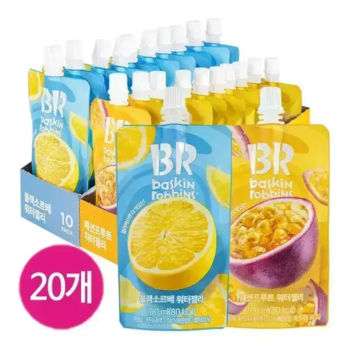 배스킨라빈스 워터젤리 100ml x 20개 블랙소르베/패션프루트