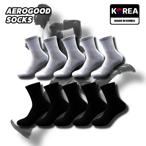 (5+5켤레)에브리굿 에어로굿 스포츠 러닝 중목 매쉬 양말 5켤레 국내생산 10켤레 발등 매쉬 여름 양말