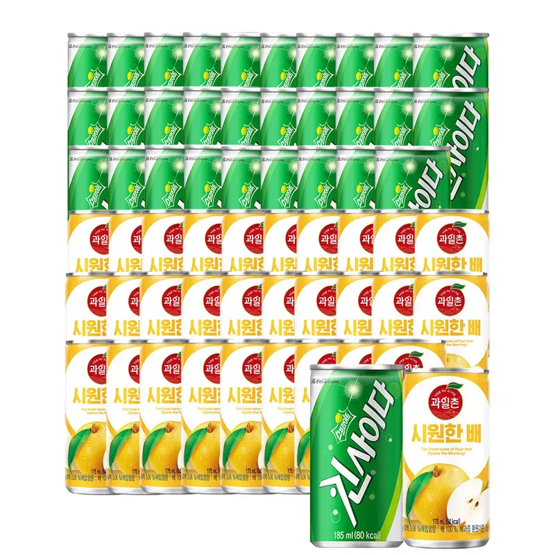 스프라이트 킨 사이다 185ml 30캔+과일촌 배 드링크 175ml 30캔