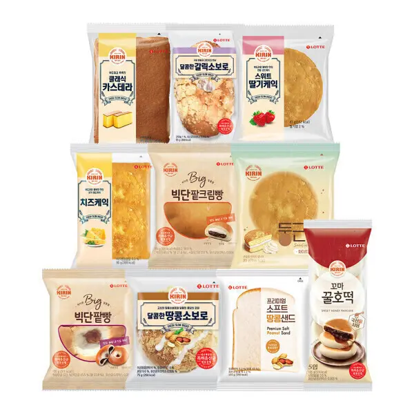 기린 인기 크림빵 꿀호떡 단팥빵 카스테라 땅콩샌드 등 10종 10개 골라담기