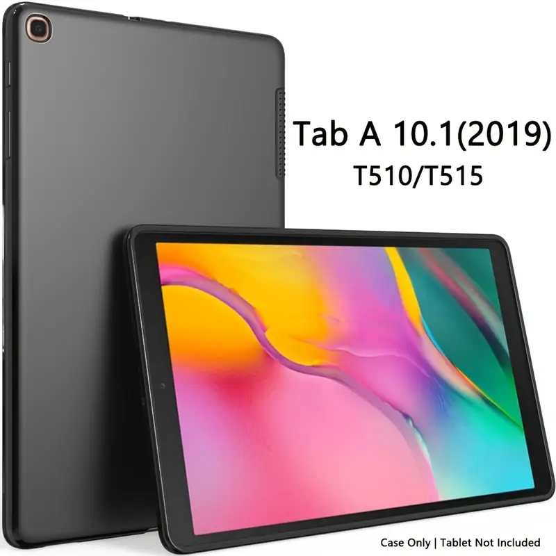 삼성 갤럭시 탭 A 10.1인치 (2019)용 케이스, 호환 모델: SM-T510/T515. 부드러운 TPU 소재, 경량, 스크래치 방지 보호 커버, 블랙. 일상 사용용, 내구성 있는 보호, 미니멀리스트 디자인, 스크래치 방지, 테크 애호가용. 235개 세계 공휴일에 적합한 선물