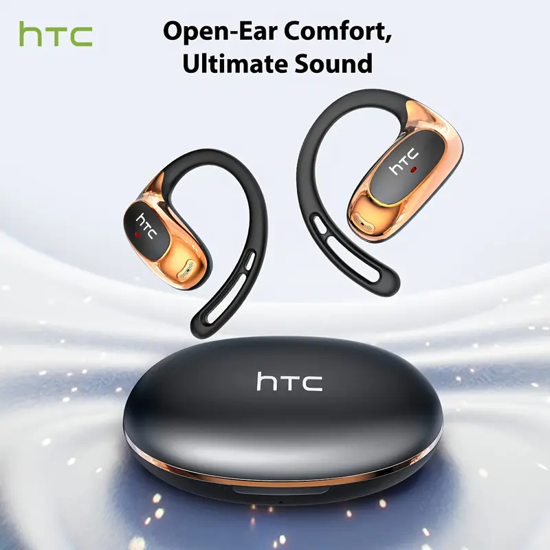 HTC NE35 AI 번역 이어버드 실시간 번역 헤드폰 OWS 오픈 이어 무선 헤드폰, 최신 BT V6.0, 소음 감소 선명한 통화, 6.5시간 음악 긴 배터리 수명, 대형 스피커 큰 볼륨