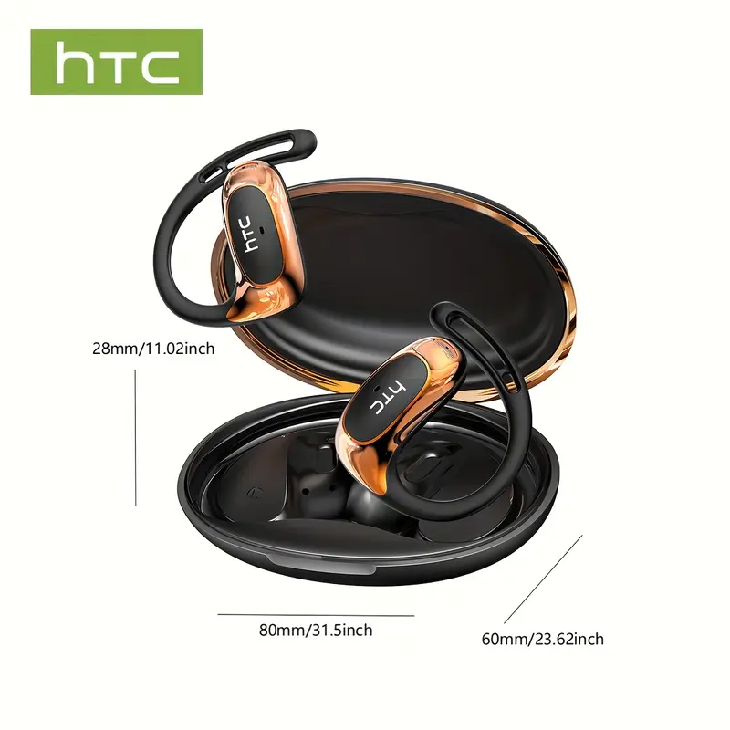HTC NE35 AI 번역 이어버드 실시간 번역 헤드폰 OWS 오픈 이어 무선 헤드폰, 최신 BT V6.0, 소음 감소 선명한 통화, 6.5시간 음악 긴 배터리 수명, 대형 스피커 큰 볼륨