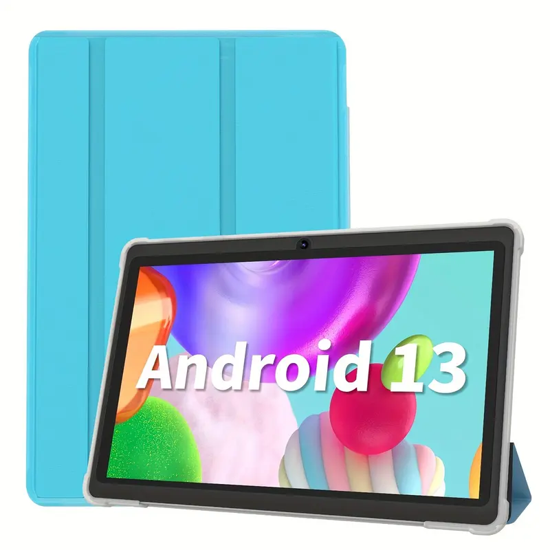 ROENLLCE 7인치 안드로이드 13 4GB (2G + 2G 메모리 확장) RAM 및 32GB ROM, 보호 케이스, 1TB ROM 메모리 확장 지원, 3500mAh 배터리, HD 1024 * 600 IPS 스크린, 듀얼 카메라, 클래식 스타일 WIFI 태블릿, 태블릿, 패드