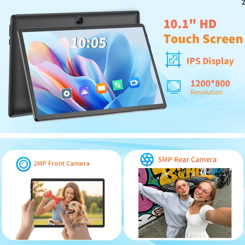 2026 안드로이드 16 태블릿 컴퓨터, 20GB(4+16)RAM+64GB ROM, 최대 1TB 저장 공간, 10.1인치, 5G WiFi 태블릿, Type-C 포트, 터치스크린, 태블릿, 패드, 업무 및 선물용, 태블릿+키보드+마우스+케이스+스타일러스 포함 태블릿 PC