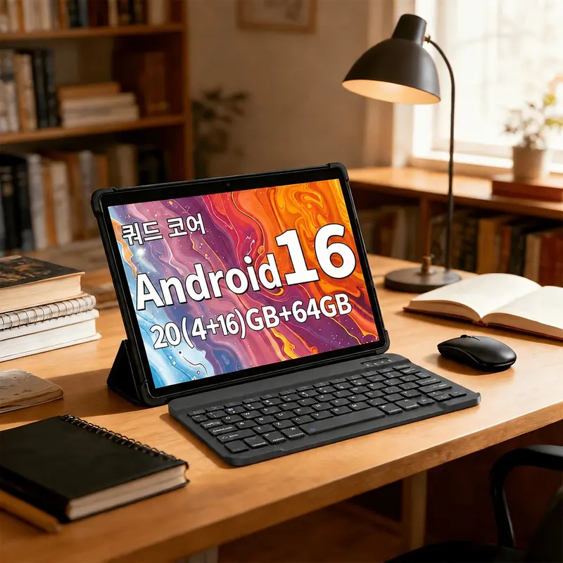 QDDQ 안드로이드 16 태블릿 10인치, 20GB (4GB + 16GB) RAM, 64GB ROM + 1TB 확장 가능, 쿼드코어 CPU, 5G, Wi-Fi 6, 1280 x 800 IPS 디스플레이, GMS, 사무실/가정/학교용 듀얼 카메라 태블릿, 태블릿, 패드
