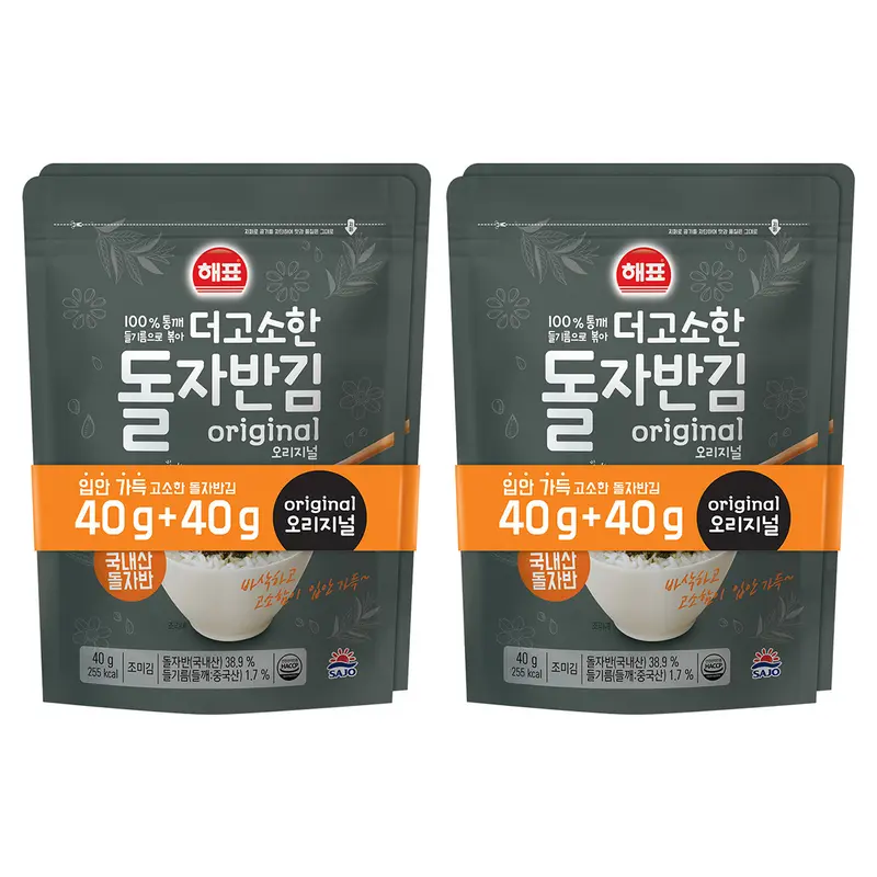 [한국제품/국내배송] 사조 더고소한 돌자반김 40g*4개 / 돌자반 김 식품 식료품 (추가할인 486원)