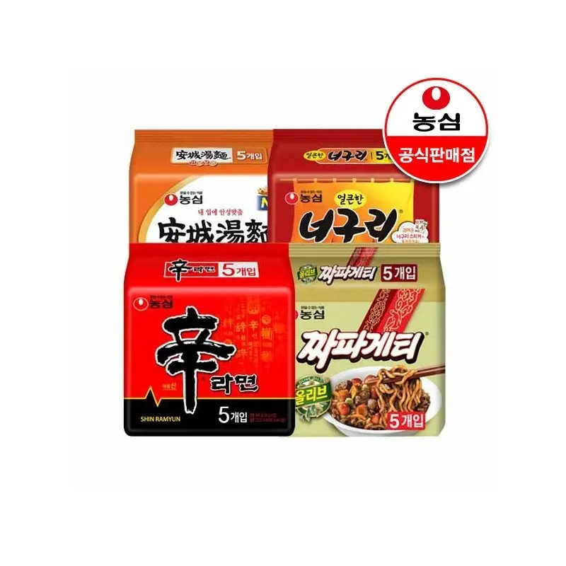 [무료배송] 농심 신라면 + 짜파게티 + 안성탕면 + 너구리 총 20봉 (추가할인 527원)