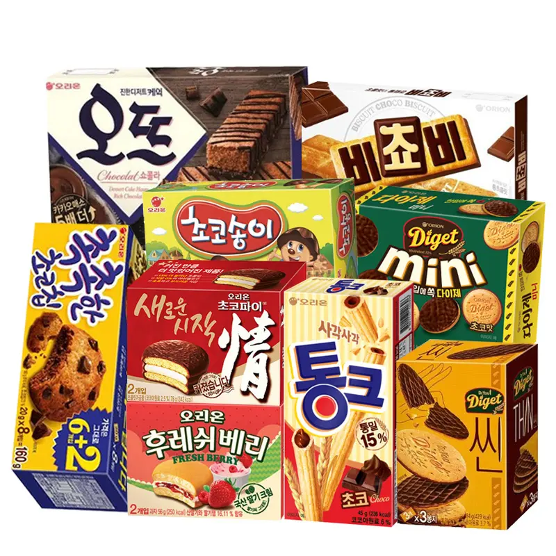 [냠냠상회] 오리온 초코파이+비쵸비+촉촉한초코칩+오뜨 쇼콜라+통크+초코송이+후레쉬베리+다이제 미니+다이제씬 실속9종 간식과자세트