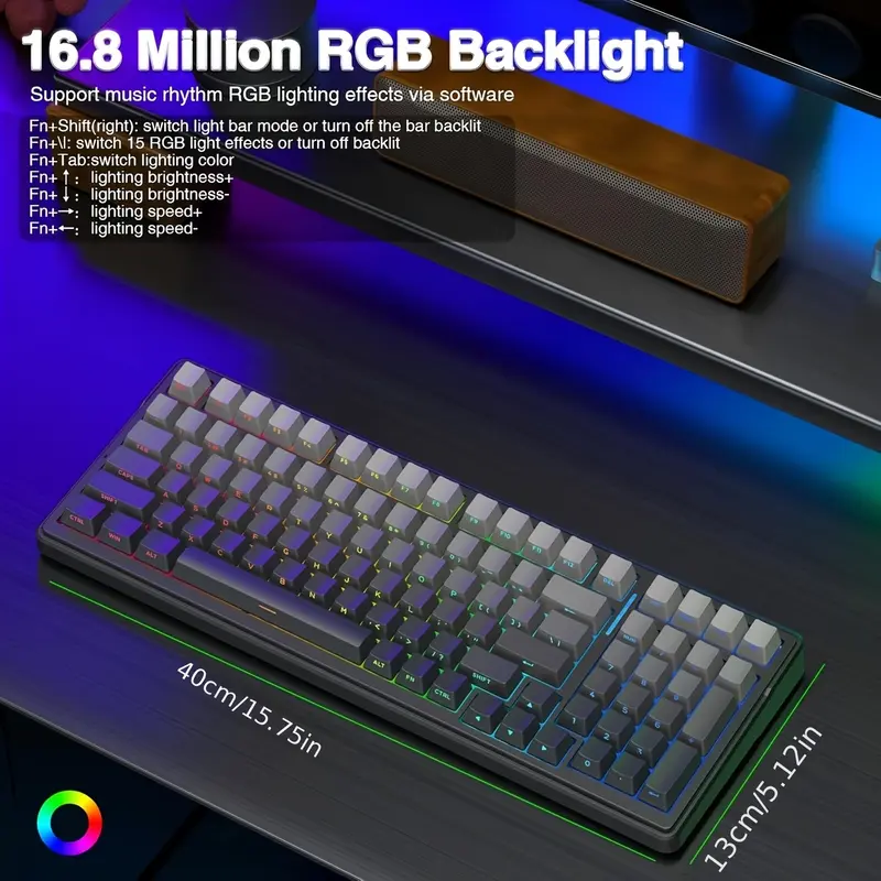 AULA F99 Pro 무선 기계식 키보드, 노브, Bt5.0/Usb-C/2.4Ghz 핫스왑 기능, 사전 윤활 스위치, RGB 백라이트 게이밍 키보드의 세 가지 모드 지원