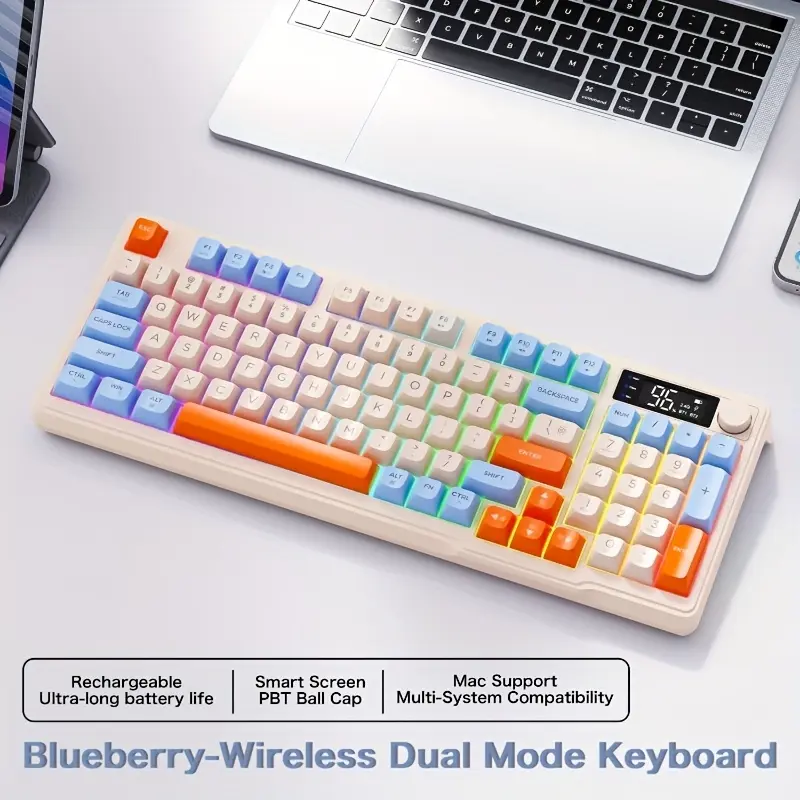 M96 무선 키보드, 듀얼 모드 듀얼 수신기 Wireless 5.0/2.4G, 게이밍/사무용 메모리 키보드에 적합, 96키 레이아웃, PC/Mac/Windows 삼중 시스템 호환