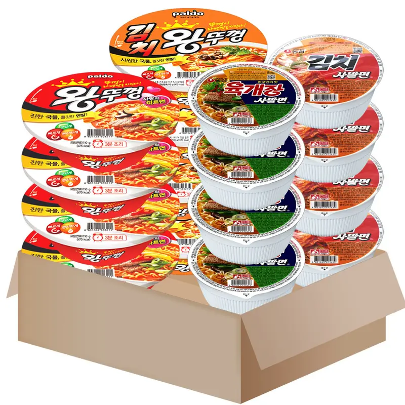컵라면세트 4종 16개{팔도 왕뚜껑4+김치왕뚜껑4+농심 육개장사발면4+김치사발면4}[TE005]