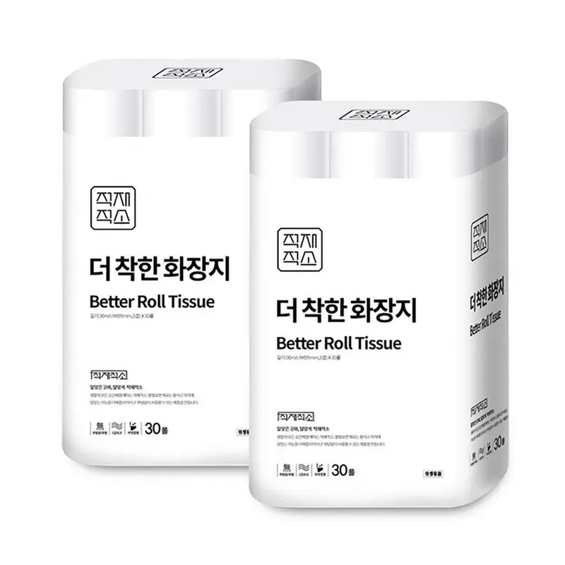 [무료배송] 더 착한 화장지 무형광 3겹 30M 30롤 2개