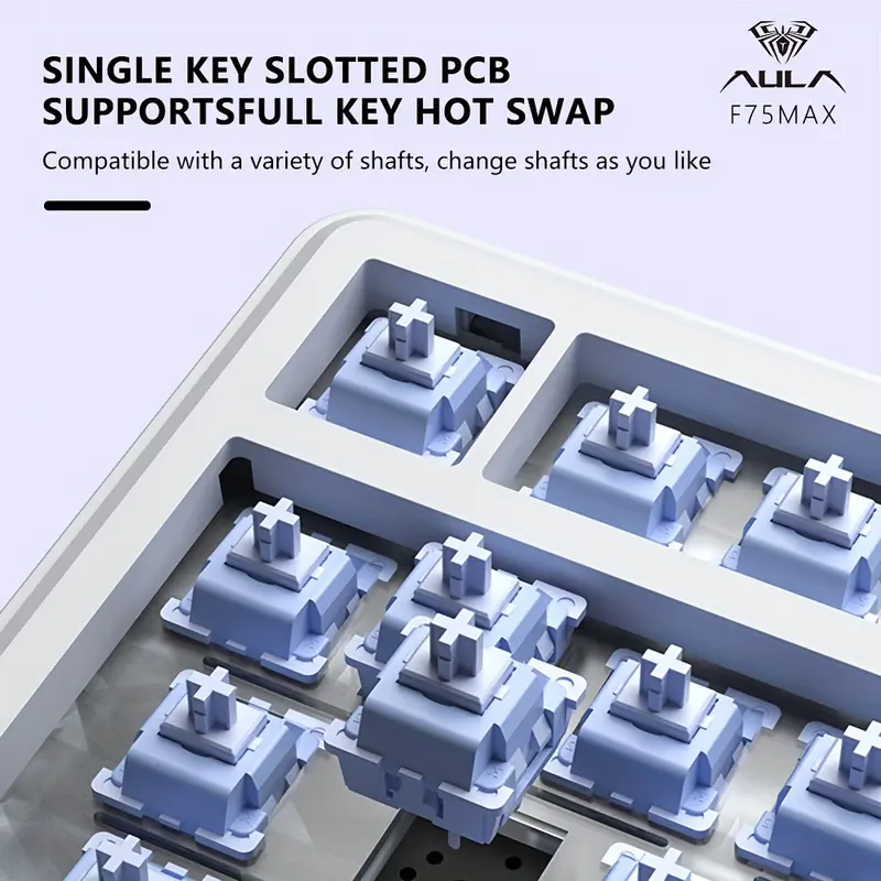 Aula F75 MAX 패드 기계식 키보드, 75% 무선 핫스왑 가능 게이밍 키보드, 5단계 패드 및 노브, Bluetooth/2.4GHz/USB-C, RGB