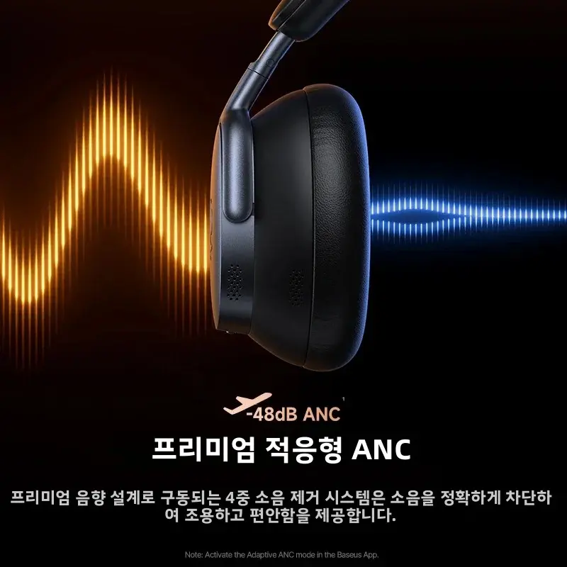 Baseus Inspire XH1 Sound by Bose ANC 무선 헤드폰 블루투스 6.1 48dB 적응형 소음 제거 헤드셋 고해상도