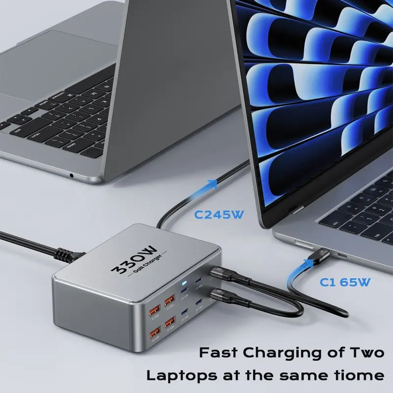 330W USB C GaN 충전기 100W PD3.0 PPS QC3.0 노트북 iPhone 15 16 용 멀티 포트 고속 충전 스테이션