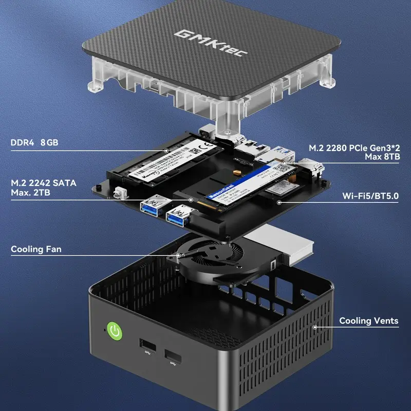 GMKtec G3S 미니 PC 인텔 알더 레이크 N95 윈도우 11 프로 미니 PC 8GB DDR4 128/256GB PCIe M.2 SSD