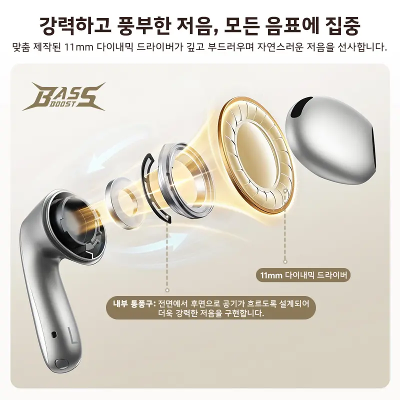 QCY AilyBuds E50 HT11 무선 이어폰, 고해상도 어댑티브 하이브리드 ANC 헤드폰, 블루투스 6.0, 공간 음향, 11mm