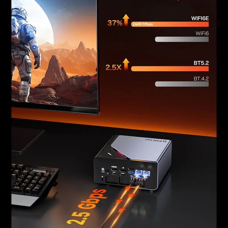 GMKtec K12 게이밍 미니 PC AMD Ryzen 7 H 255(업그레이드된 8745HS) 데스크탑 미니 컴퓨터 라데온 780M WiFi