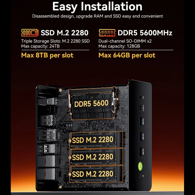 GMKtec K12 게이밍 미니 PC AMD Ryzen 7 H 255(업그레이드된 8745HS) 데스크탑 미니 컴퓨터 라데온 780M WiFi
