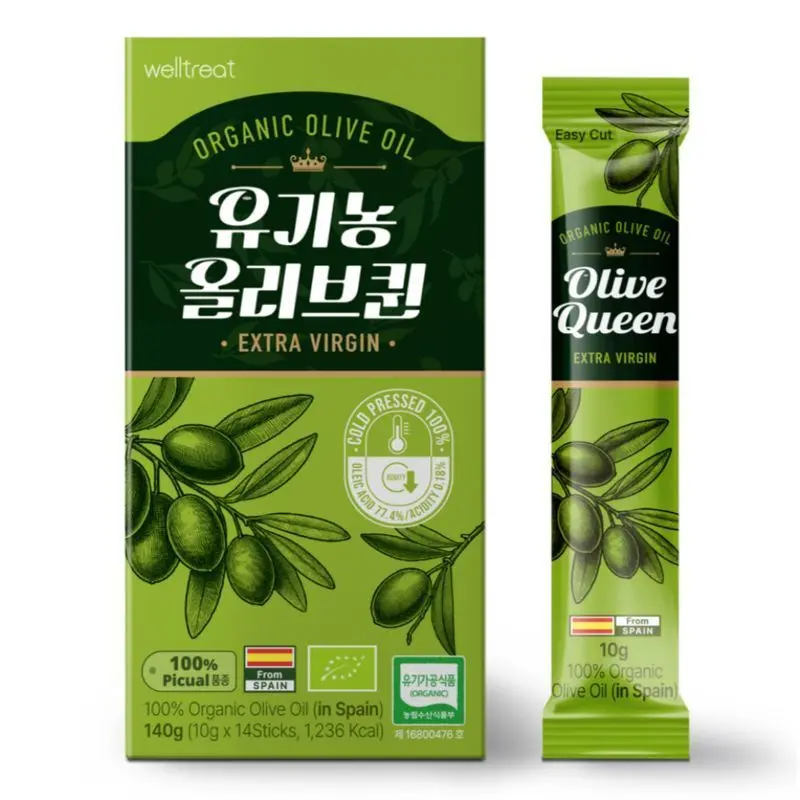 올리브오일 스틱 엑스트라버진 피쿠알 스페인 웰트릿 유기농 올리브유 올리브퀸 1박스 14포