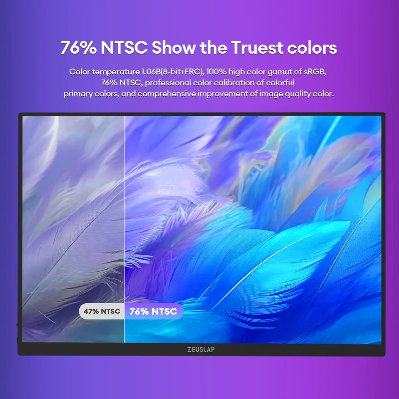 ZEUSLAP 16 2.5K 144hz 터치 스크린 휴대용 모니터 2560*1600 100%sRGB 500Cd/m² 노트북 컴퓨터용 여행용