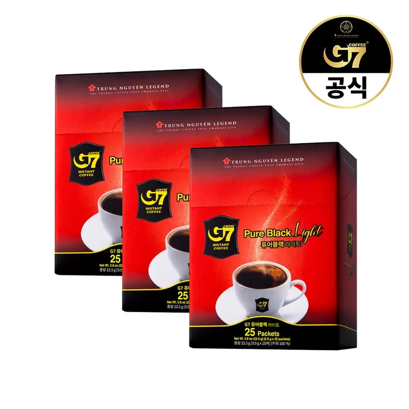 G7 퓨어블랙 라이트 25개입 x 3개 (75입) / 베트남 블랙 다크 아메리카노