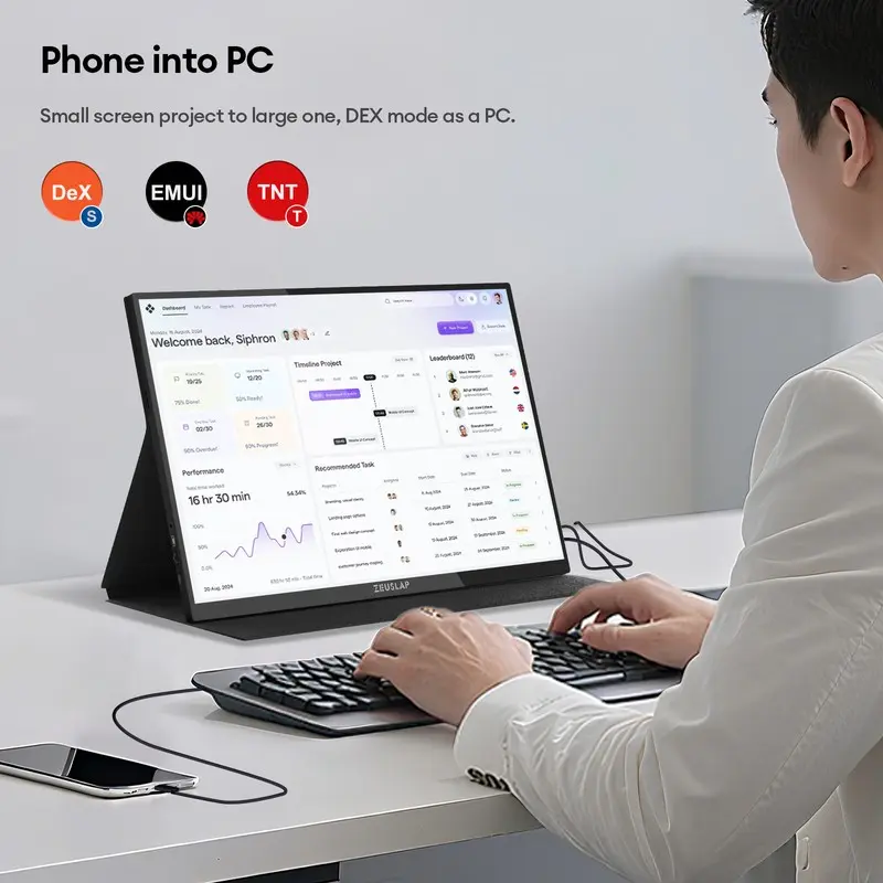 ZEUSLAP P16KT PRO 16인치 165Hz 휴대용 모니터 2.5K 500nit 터치스크린 100% sRGB 디스플레이 (게이밍