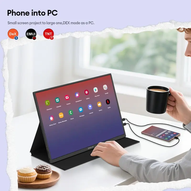ZEUSLAP-Z16K 16인치 4K 휴대용 모니터 3840x2400 100% DCI-P3 썬더볼트 USB-C HDMI 휴대폰, PS5