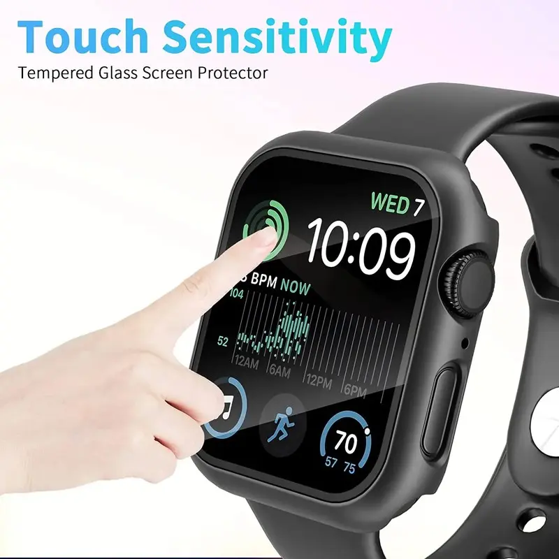 애플 워치 11 10 9 8 7 46mm 42mm용 강화유리+커버 PC 범퍼 스크린 보호 케이스 iWatch 시리즈 7 6 5 4 SE3 44