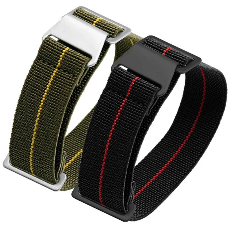 60년대 프랑스군 낙하산 탄성 나일론 시계 밴드 남성용 범용 SmartWatch 손목 스트랩 20mm 21mm 22mm