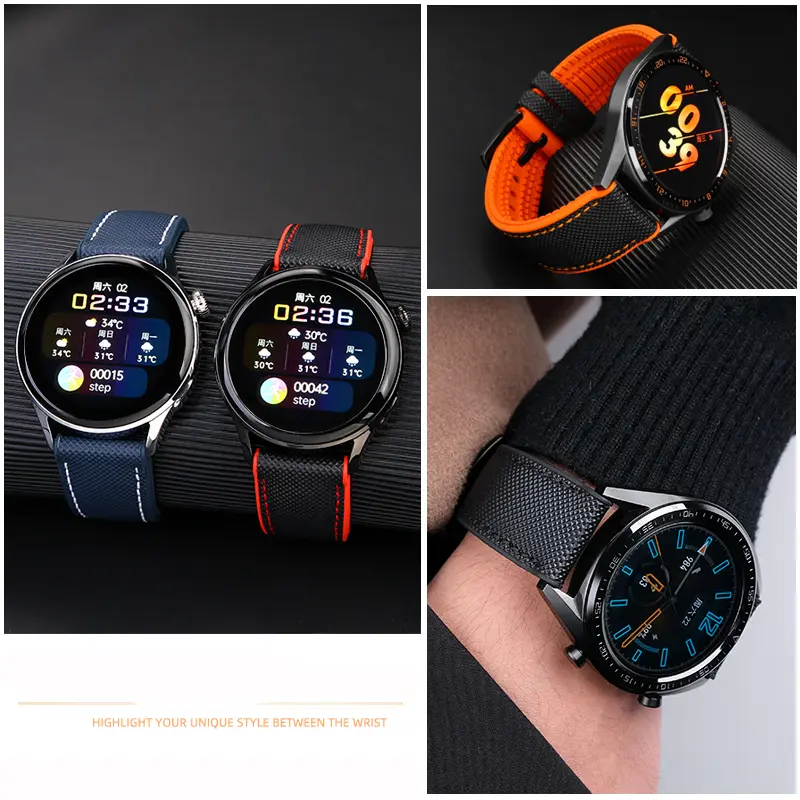 IWC 파일럿 마크 18 포르투갈어 튜더 브라이틀링 나일론 고무 바닥 시계 스트랩 시계 밴드 19mm 20mm 21mm 22mm 23mm