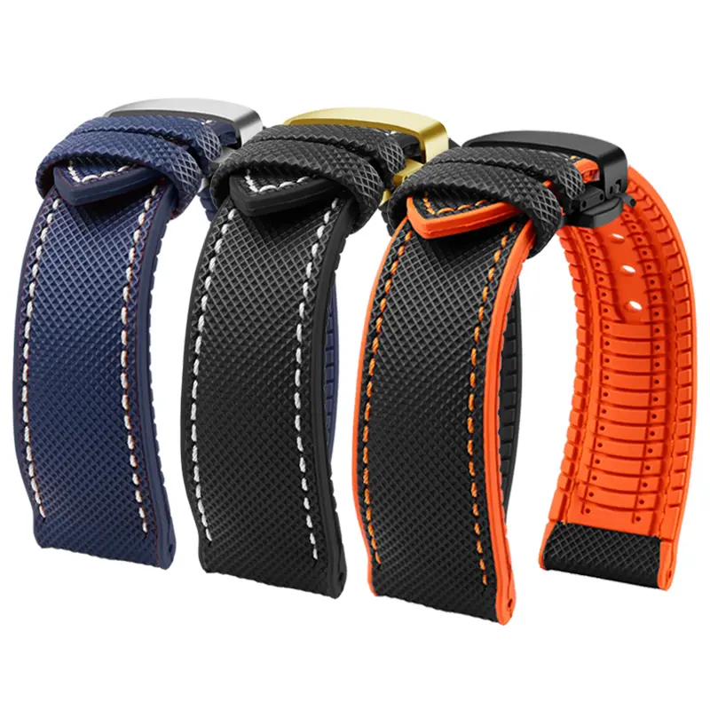 IWC 파일럿 마크 18 포르투갈어 튜더 브라이틀링 나일론 고무 바닥 시계 스트랩 시계 밴드 19mm 20mm 21mm 22mm 23mm