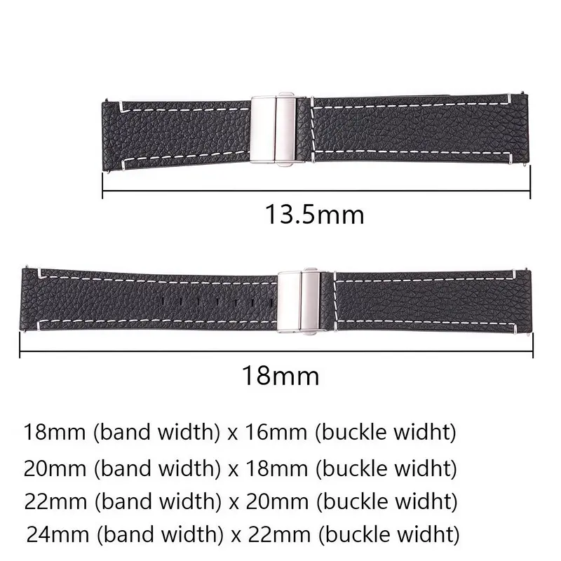 정품 가죽 시계 밴드 스트랩 여성 남성 18mm 20mm 22mm 24mm 블랙 브라운 블루 소프트 소 가죽 시계 밴드 배포 걸쇠
