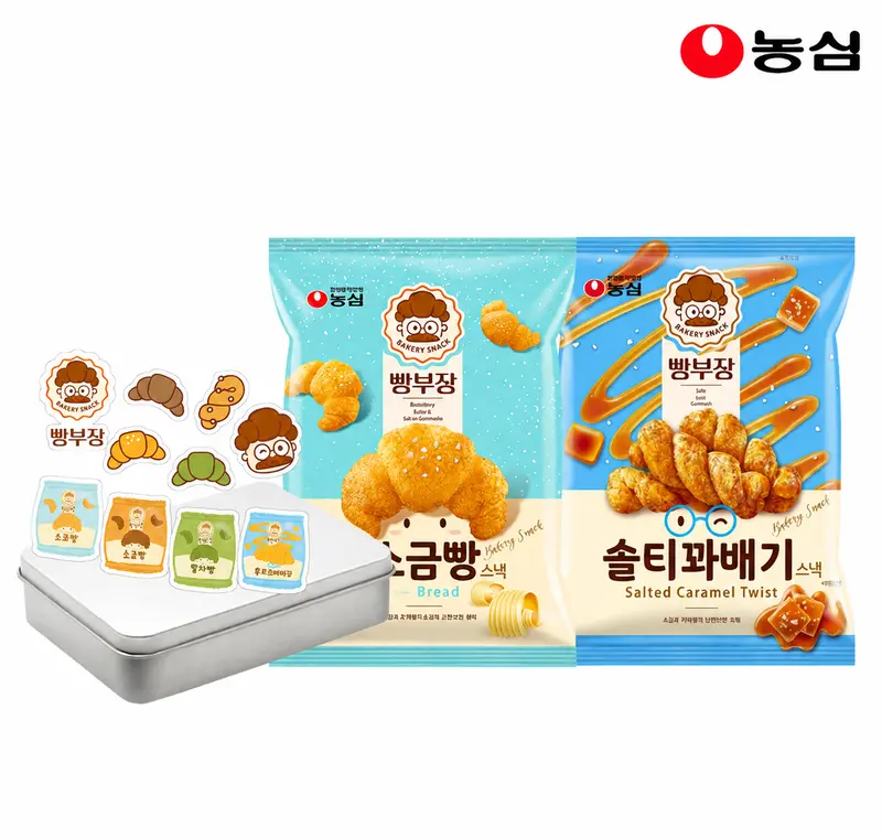 [농심]빵부장 솔티꽈베기빵 8개+소금빵8개+틴케이스 굿즈 증정 : 롯데ON
