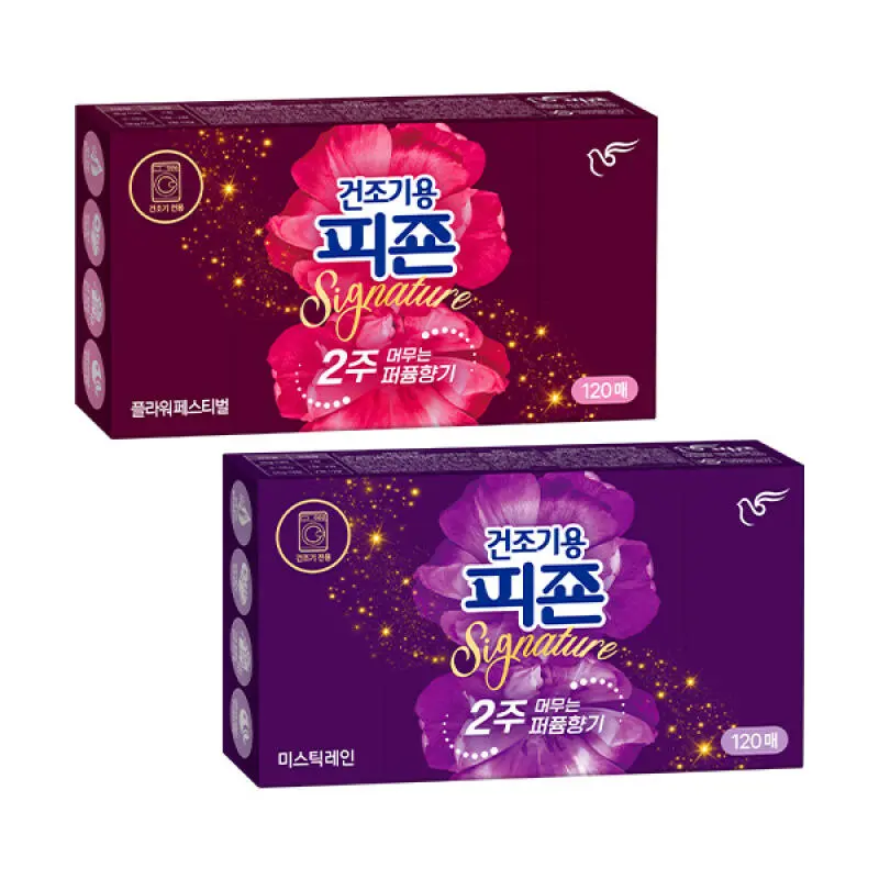 건조기용피죤 드라이시트 플라워페스티벌 120매, 1개+시그니처 미스틱레인 120매, 1개