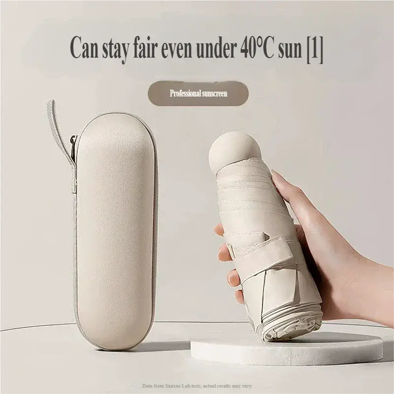 5단 블랙 코팅 캡슐 우산 경량 휴대용 UV 차단 2 in 1